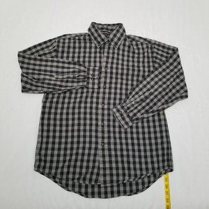Arrow Blue Jean Co. Plaid Gray Button Up Shirt Med